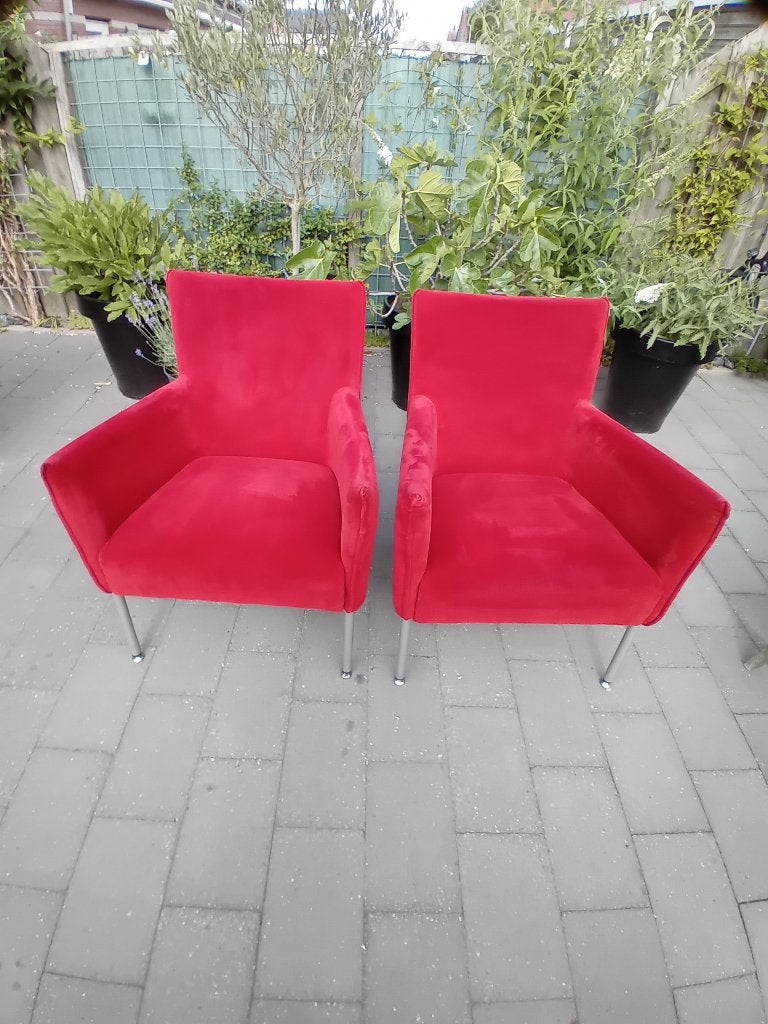 Set van 2 rode  fauteuils, Ophalen, Gebruikt, Minder dan 75 cm, 50 tot 75 cm