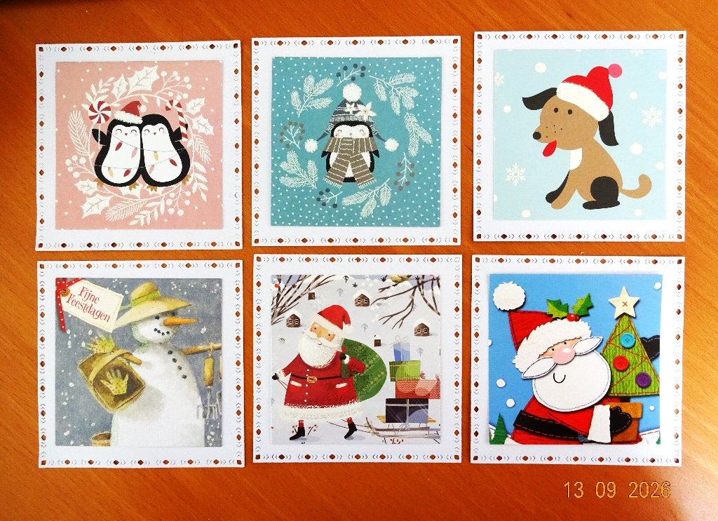 6 oplegkaartjes met plaatje  snijmal samen € 2,00 Kerst, Hobby en Vrije tijd, Ophalen of Verzenden, Nieuw, Overige thema's, Pons of Mal