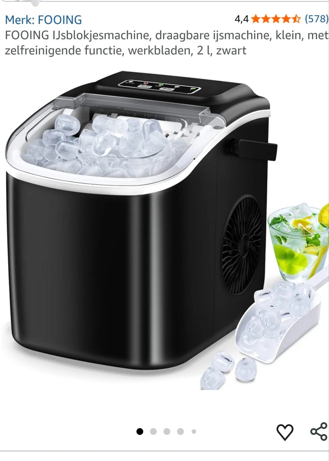 FOOING IJsmachine 2L, draagbaar, zelfreinigend, stil, Ophalen of Verzenden