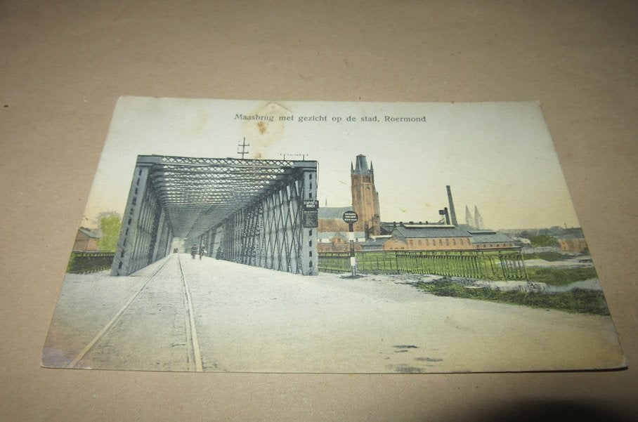 Roermond - Maasbrug met gezicht op stad, Verzenden, 1920 tot 1940, Gelopen, Limburg