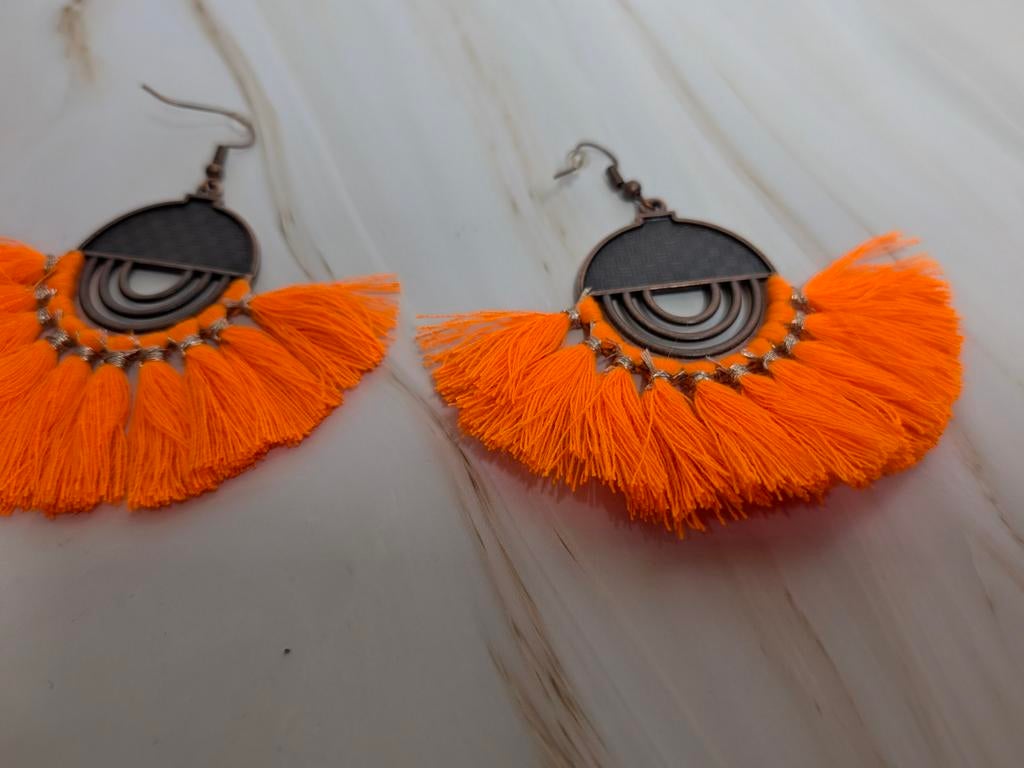 Oranje Statement Oorbellen - Koningsdag, Ibiza, Festival, Overige materialen, Hangers, Info@fashionaccessoires.nl, Nieuw
