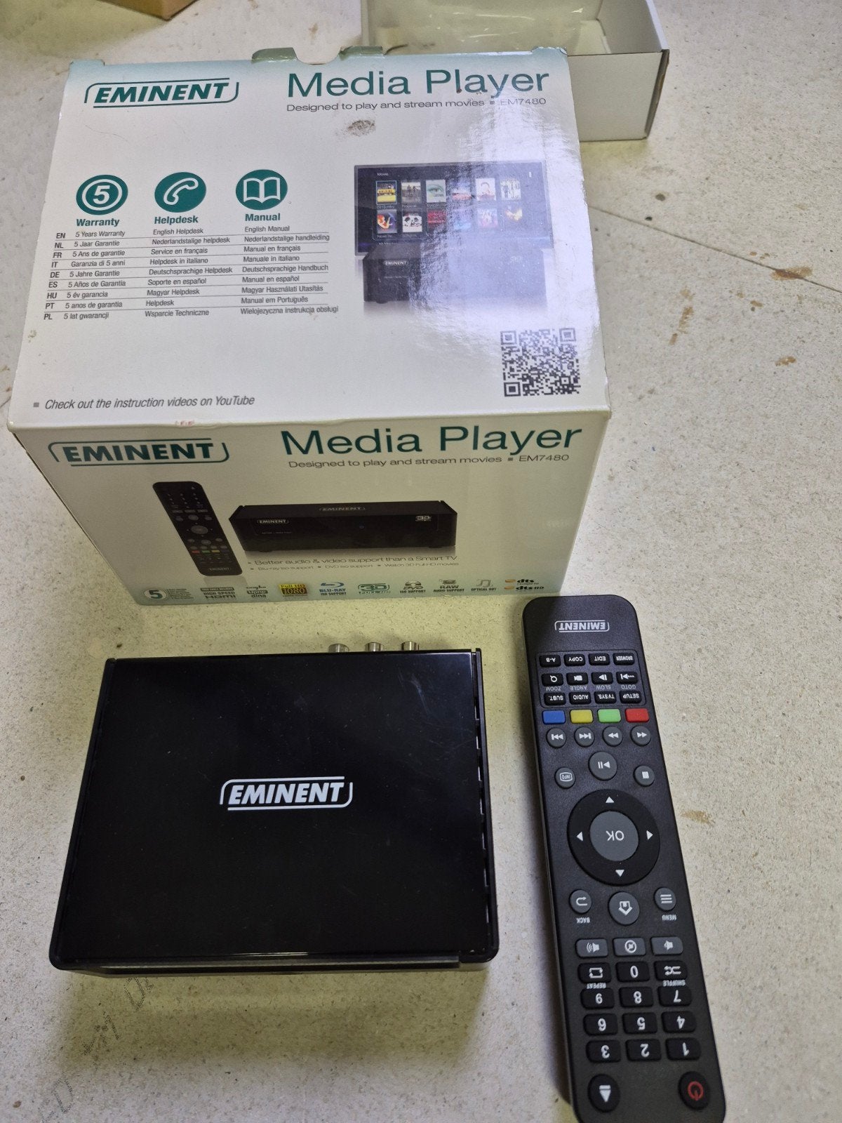 Eminent Media Player EM7480 met afstandsbediening, Ophalen of Verzenden, Zo goed als nieuw, HDMI, Zonder harde schijf