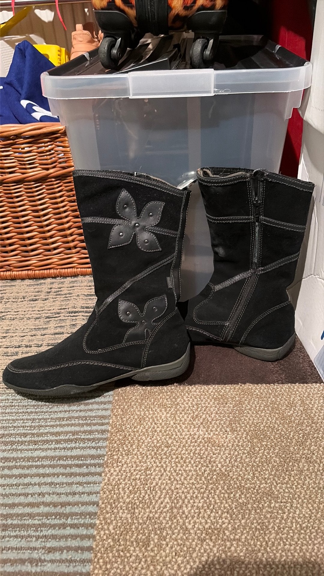 Zwarte suede  laarzen mt 39, Hoge laarzen, Zwart, Ophalen of Verzenden, Gedragen