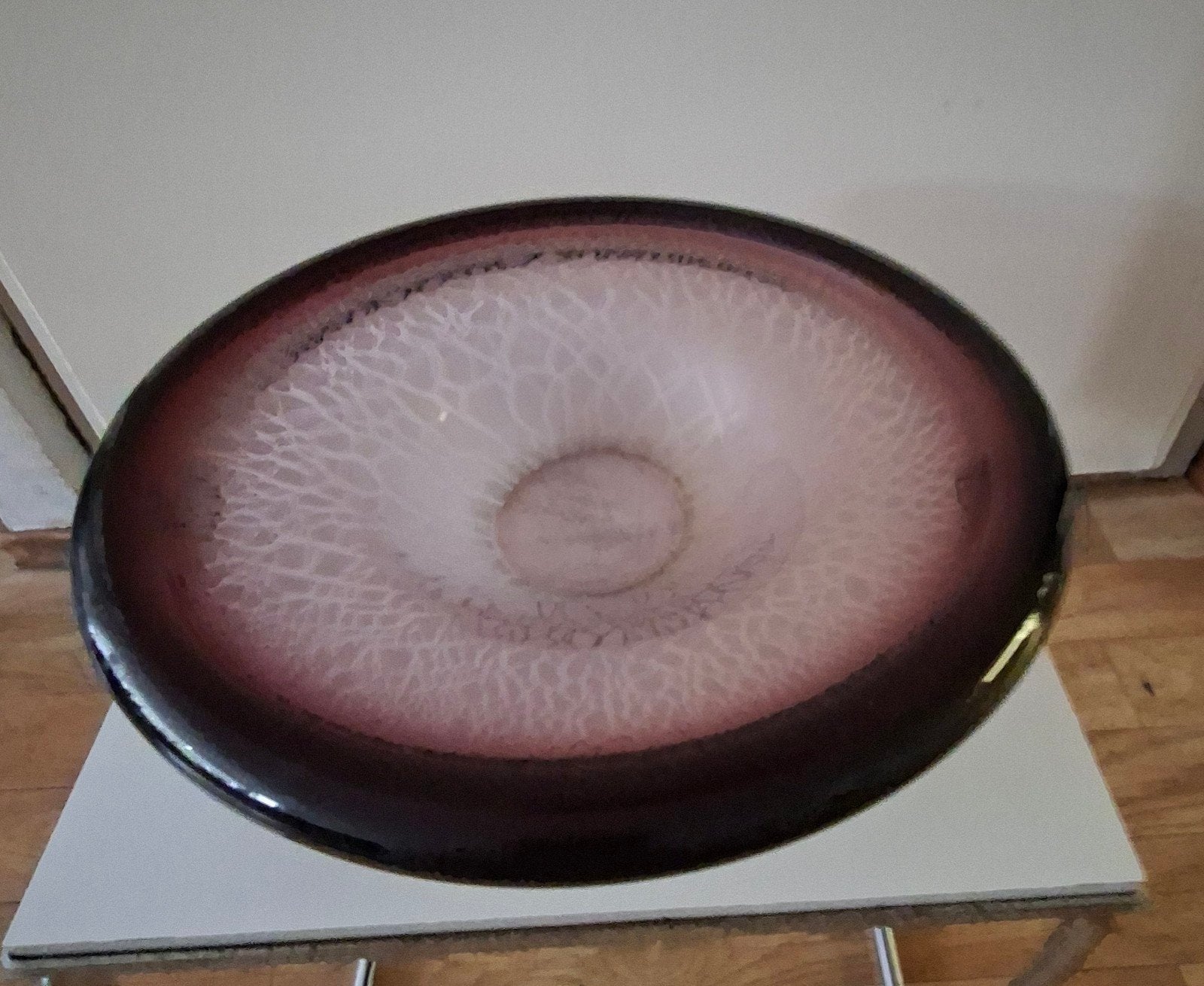 Prachtige glazen schaal met craquelé effect, Ophalen of Verzenden