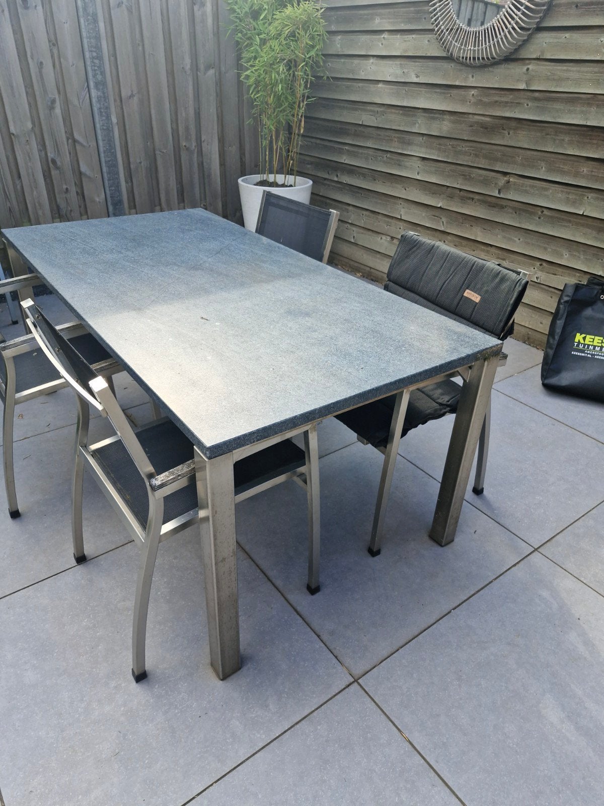 Tuinset met 4 stoelen en 4 kussens, Ophalen, Gebruikt, Overige materialen