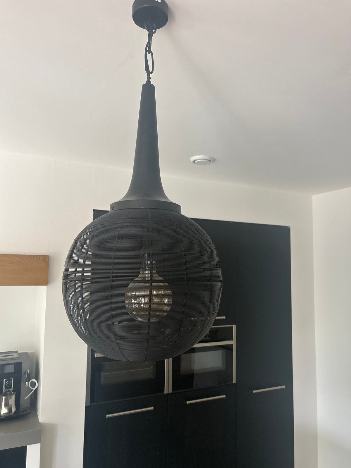2 moderne hanglampen met draadbol - Zwart, Ophalen, Zo goed als nieuw, Metaal, E27 (groot)
