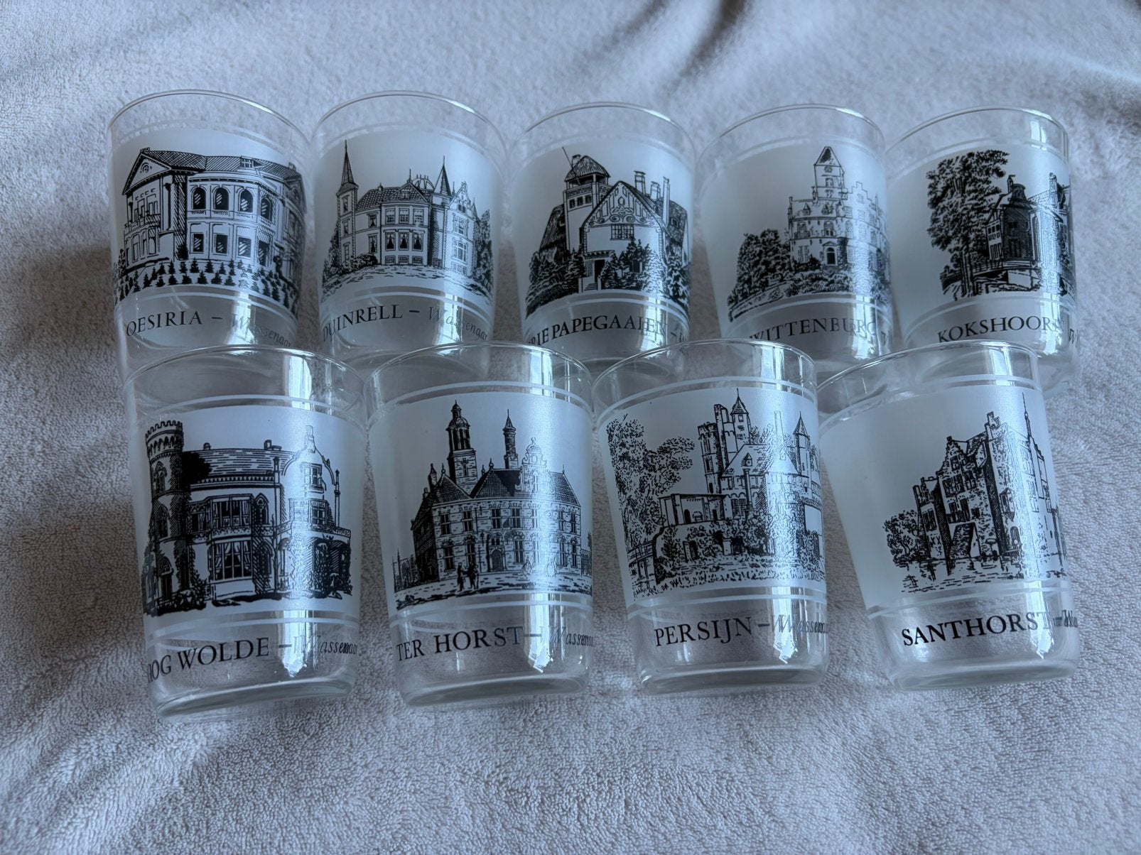 Set glazen van historische buitenplaatsen Wassenaar, Ophalen, Zo goed als nieuw, Overige typen