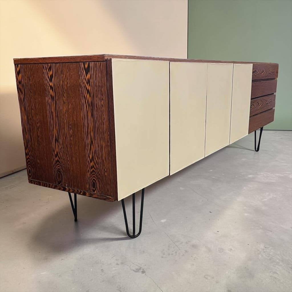 Vintage XL kast / dressoir op hairpin poten 'Enro Fabry', Ophalen, Gebruikt, 25 tot 50 cm