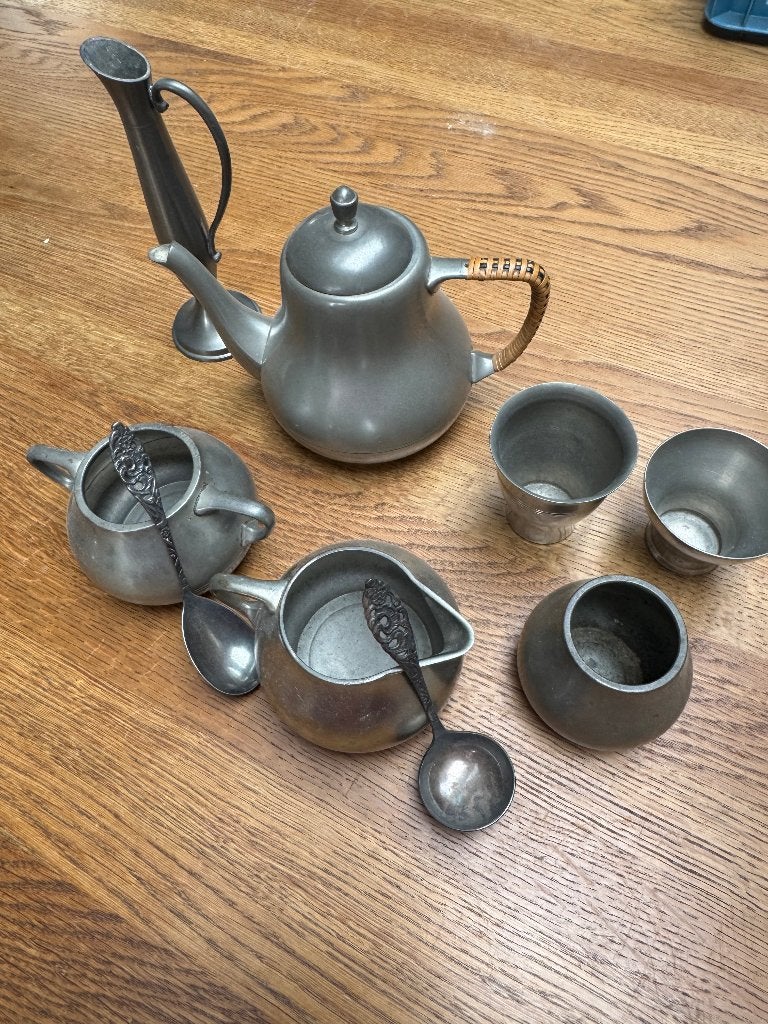 Vintage tinnen koffie- en theeservies – Zuiver tin – Holland, Antiek en Kunst, Ophalen