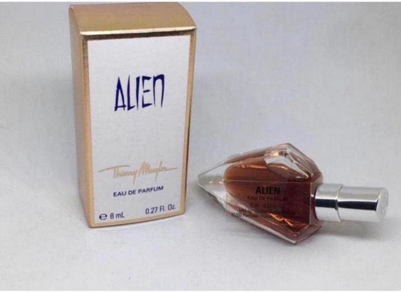 Parfum miniatuur liggend Alien 8 ml eau de parfum Mugler, Ophalen of Verzenden, Nieuw, Miniatuur, Gevuld