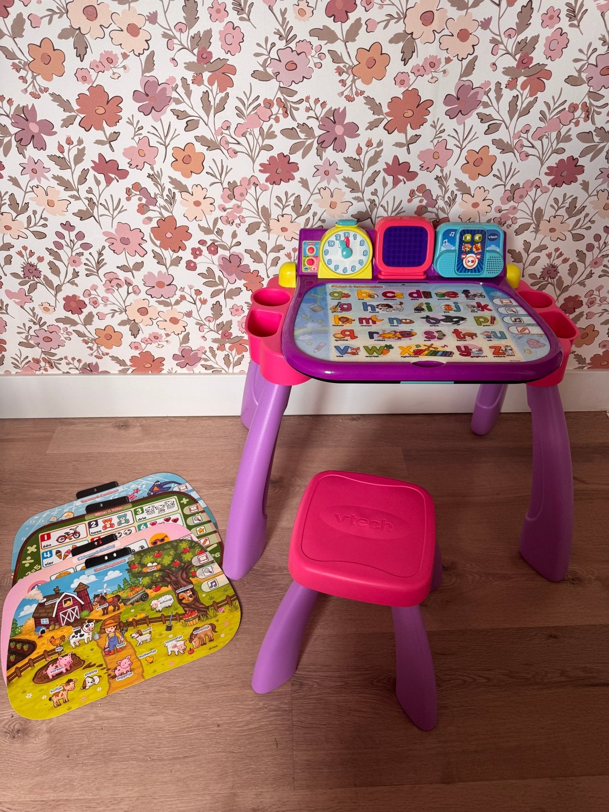 VTech bureau met krukje en activiteitenkaarten, Kinderen en Baby's, Speelgoed | Educatief en Creatief, Ophalen, Gebruikt, Taal en Lezen