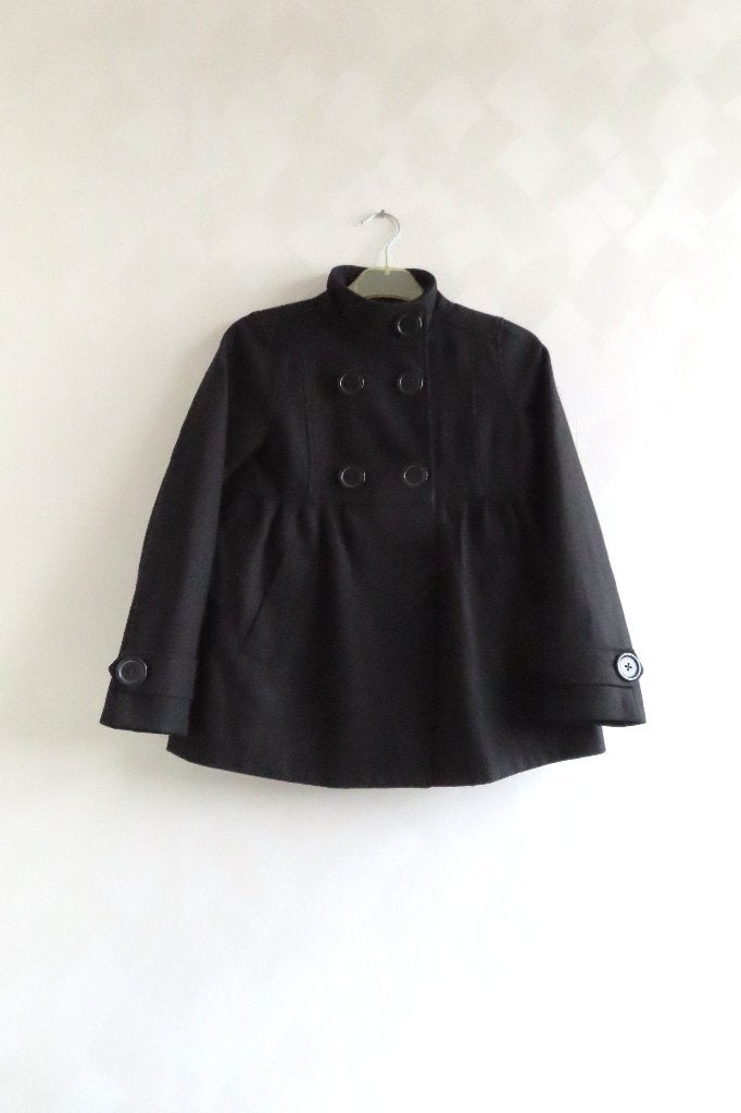 Wollen Jas Zwart Refined mt 152 (F02), Kinderen en Baby's, Kinderkleding | Maat 152, Meisje, Ophalen of Verzenden, Zo goed als nieuw