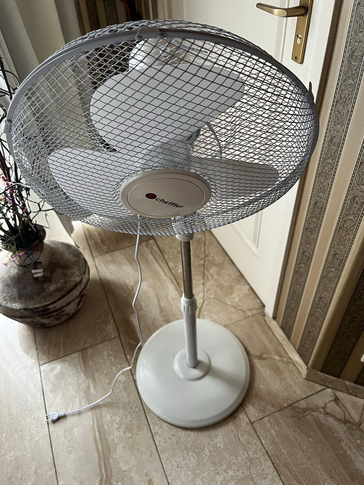 Cheffler Statiefventilator - Wit, Zo goed als nieuw, Witgoed en Apparatuur, Ophalen, Zo goed als nieuw, Statiefventilator
