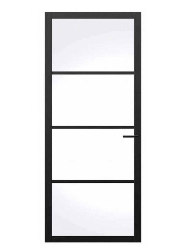 Nieuwe zwarte opdek deur met glas (201,5 x 78cm), Doe-het-zelf en Verbouw, Deuren en Horren, Ophalen, 80 tot 100 cm, Binnendeur