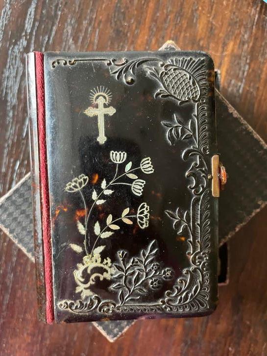 Antiek Gebedenboekje Schildpad met Parelmoer Inleg, Antiek en Kunst, Ophalen of Verzenden