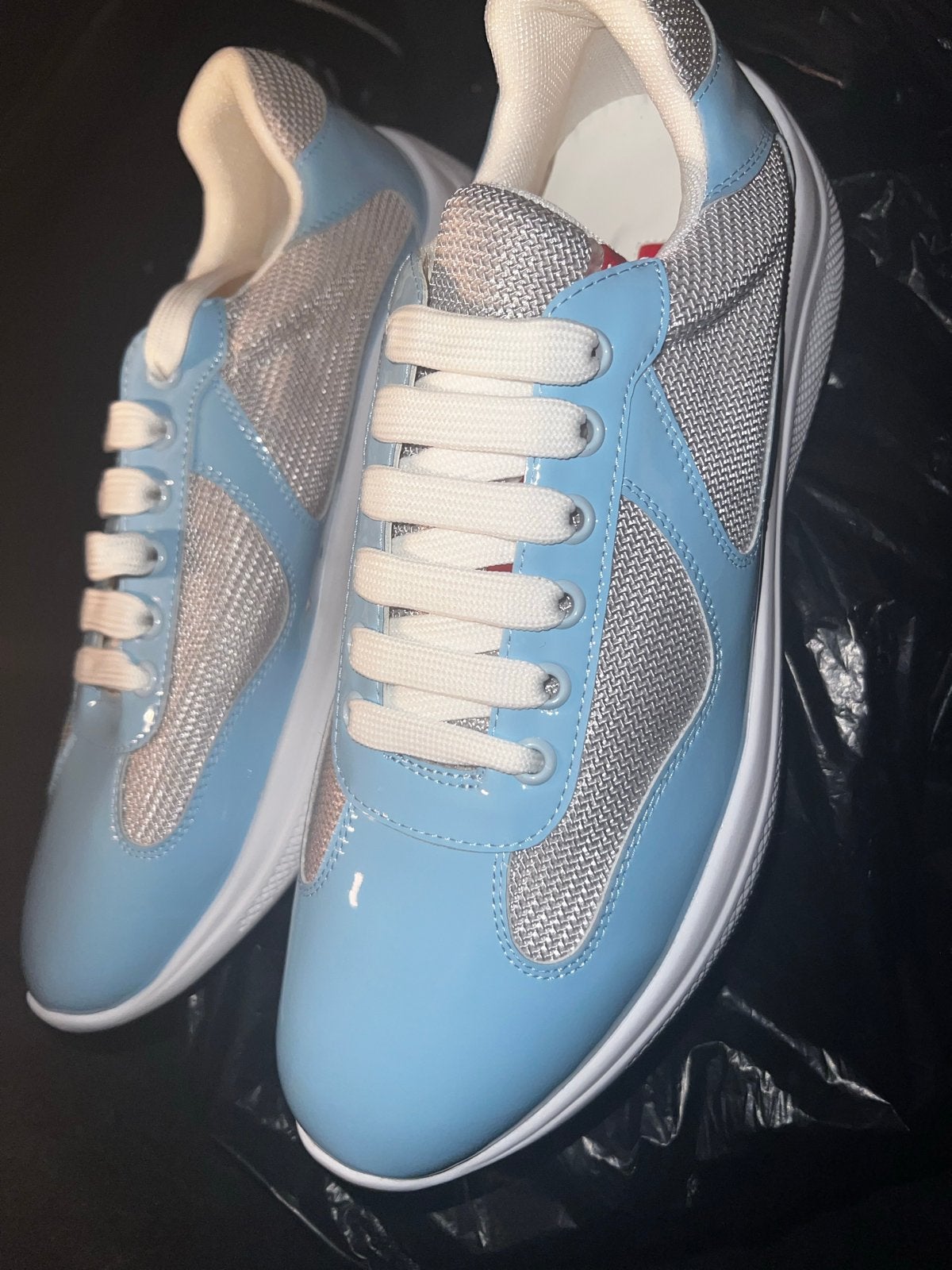 Prada Sneakers Lichtblauw/Zilver, Ophalen of Verzenden, Zo goed als nieuw, Blauw, Sneakers of Gympen