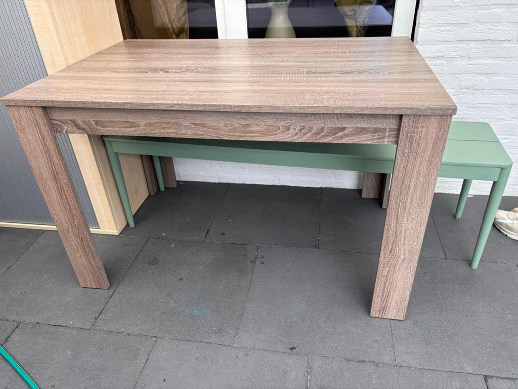 Houtkleurige tafel 120x80x75 cm met lichte gebruikssporen, Huis en Inrichting, Tafels | Eettafels, Ophalen, Gebruikt, 100 tot 150 cm