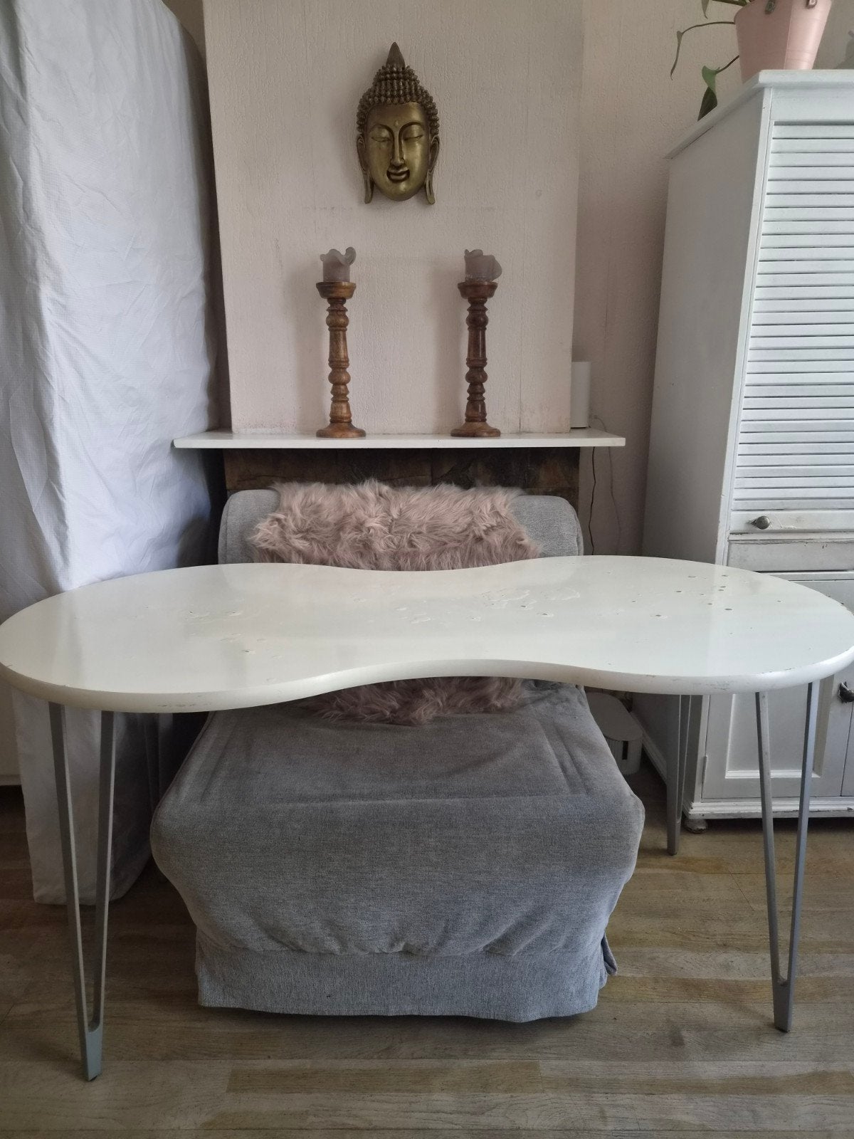 Tafel wit ovaal Ikea, Ophalen, Gebruikt, 100 tot 150 cm, Modern, vintage