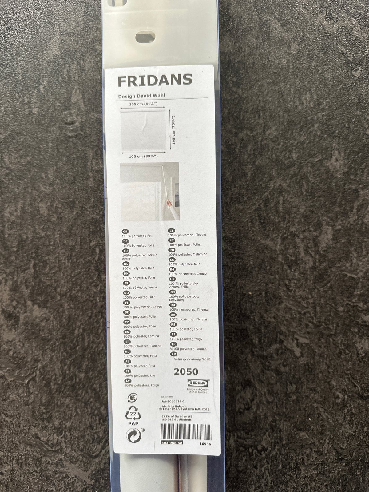 IKEA FRIDANS Verduisterend Rolgordijn 100x195 cm Nieuw, Verduisterend, Nieuw, Ophalen of Verzenden, Rolgordijn