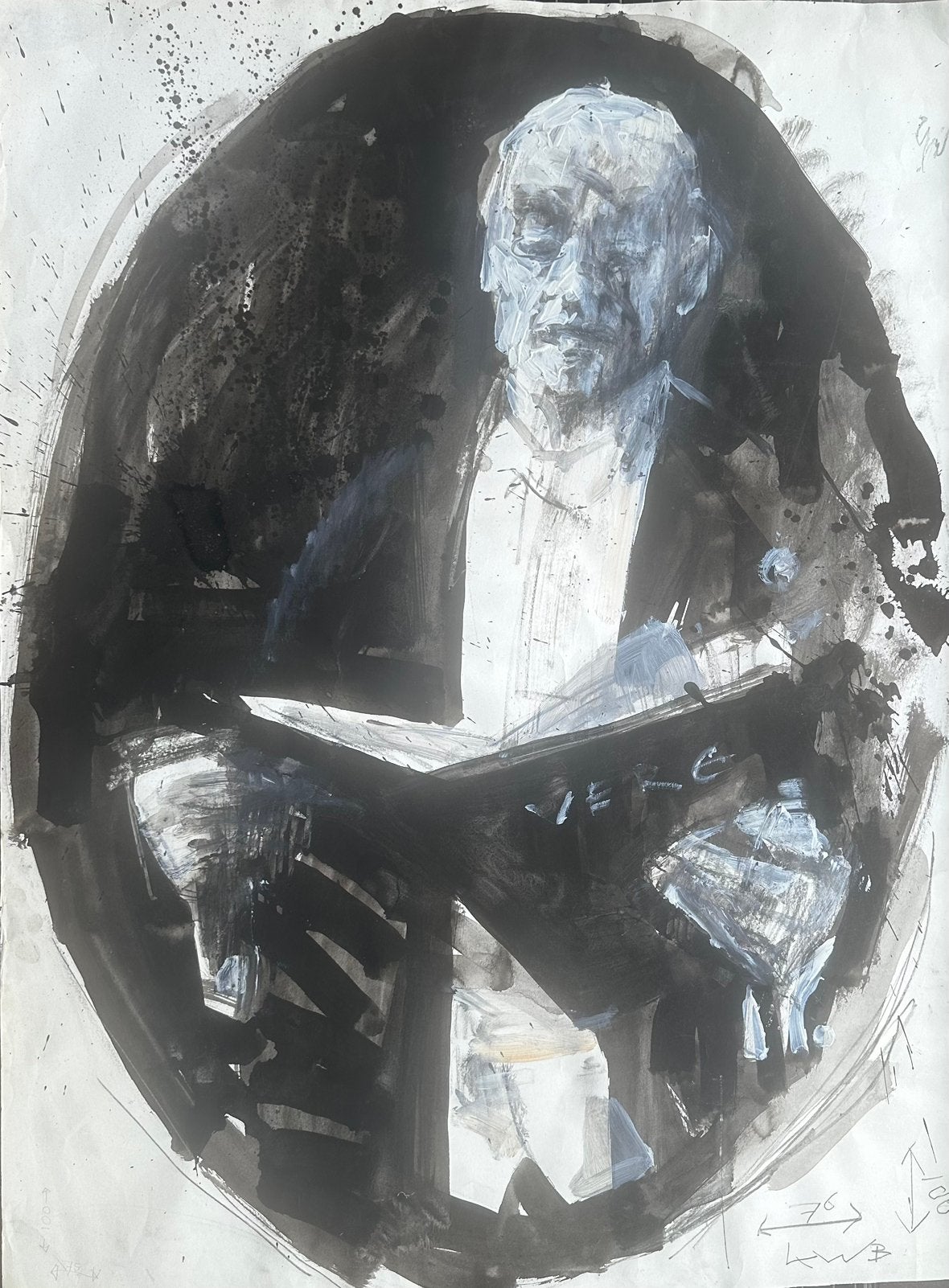 Klaas Werumeus Bunning / portret Louis Couperus, Ophalen, Origineel werk, Portret of Personen, Impressionistisch