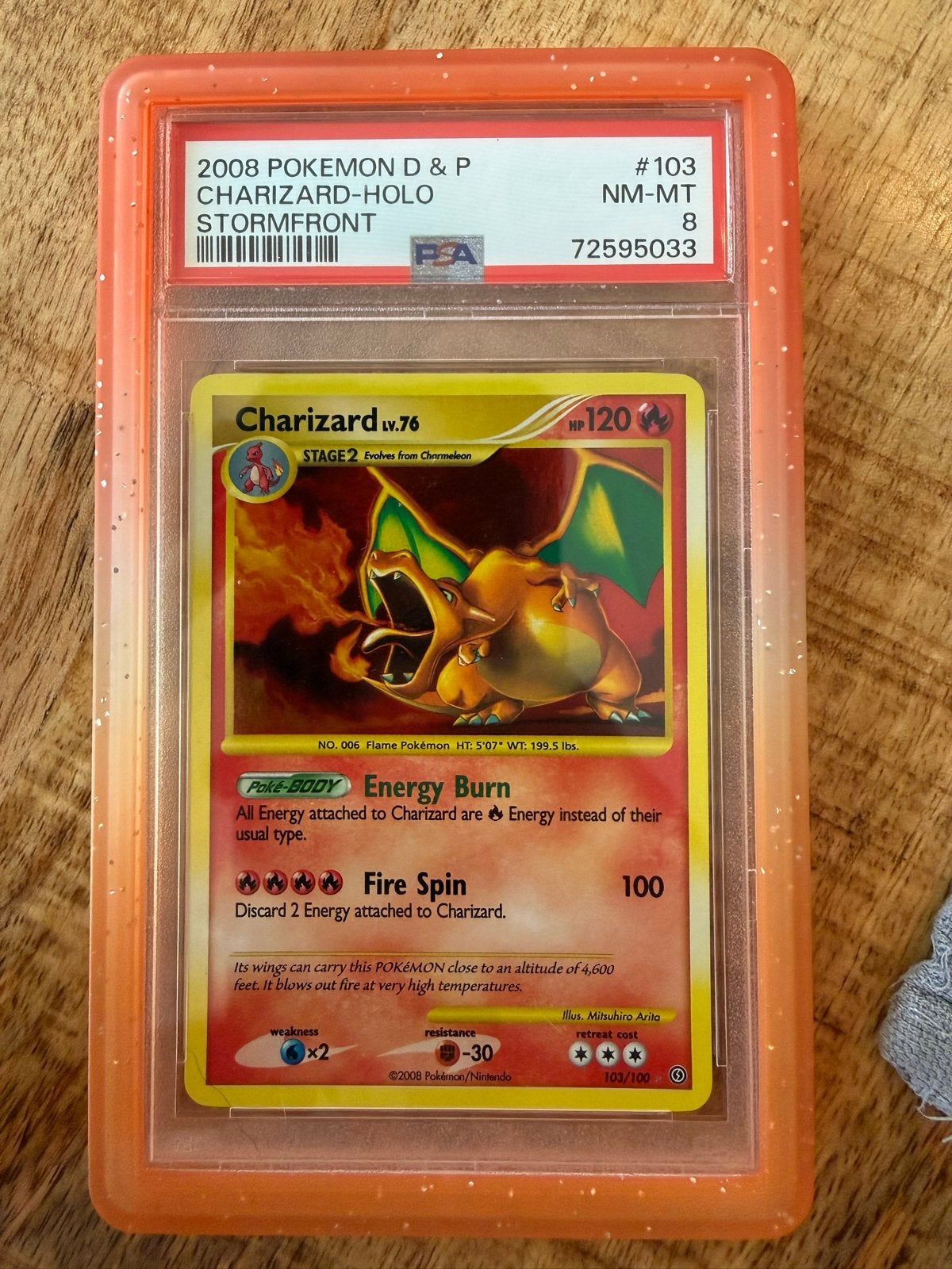 PSA 8 Stormfront Charizard Pokémon Kaart, Ophalen of Verzenden, Zo goed als nieuw, Losse kaart, Foil