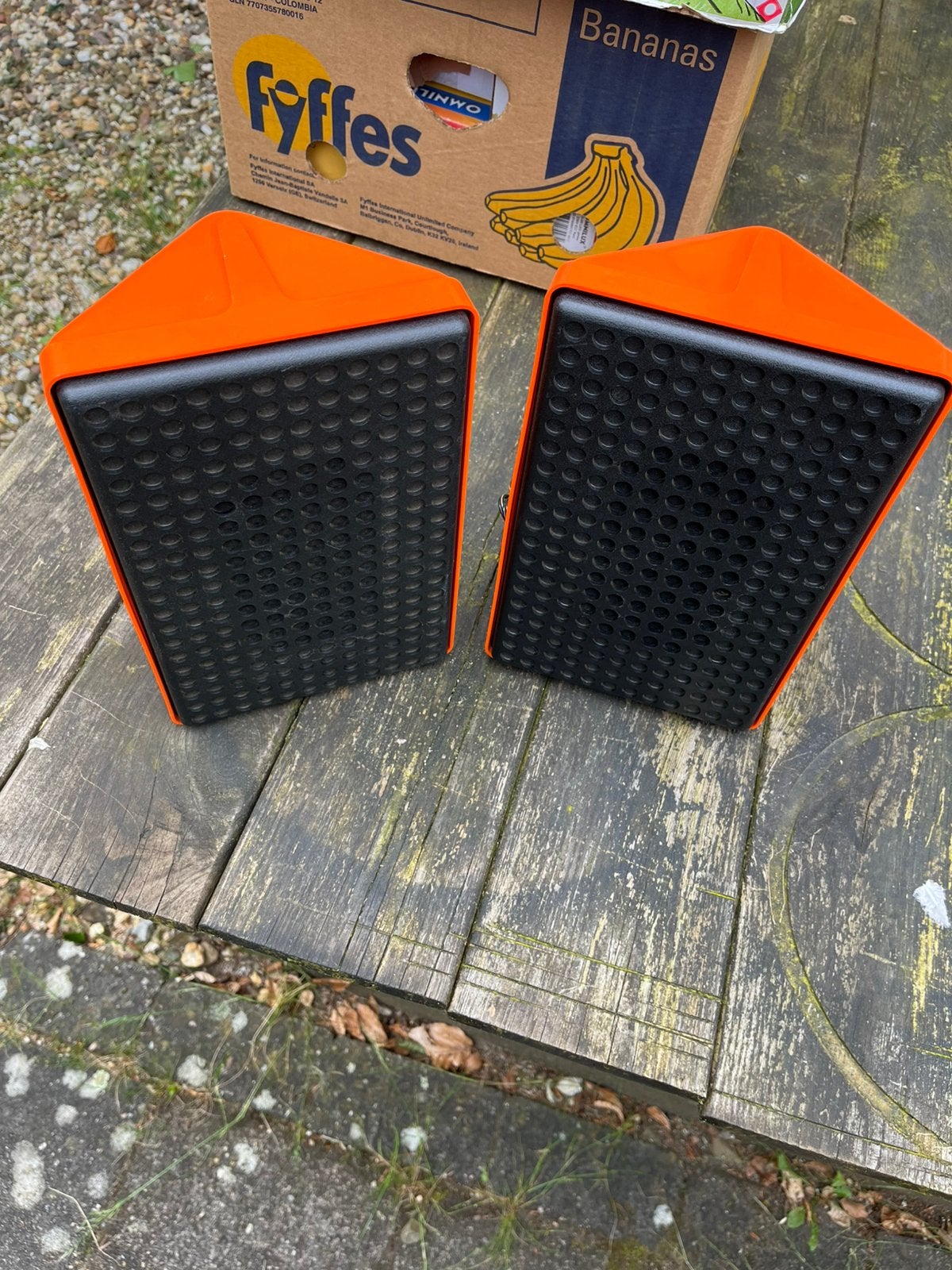 Platenspeler boxen vintage oranje vintage, Overige merken, Gebruikt, L, L