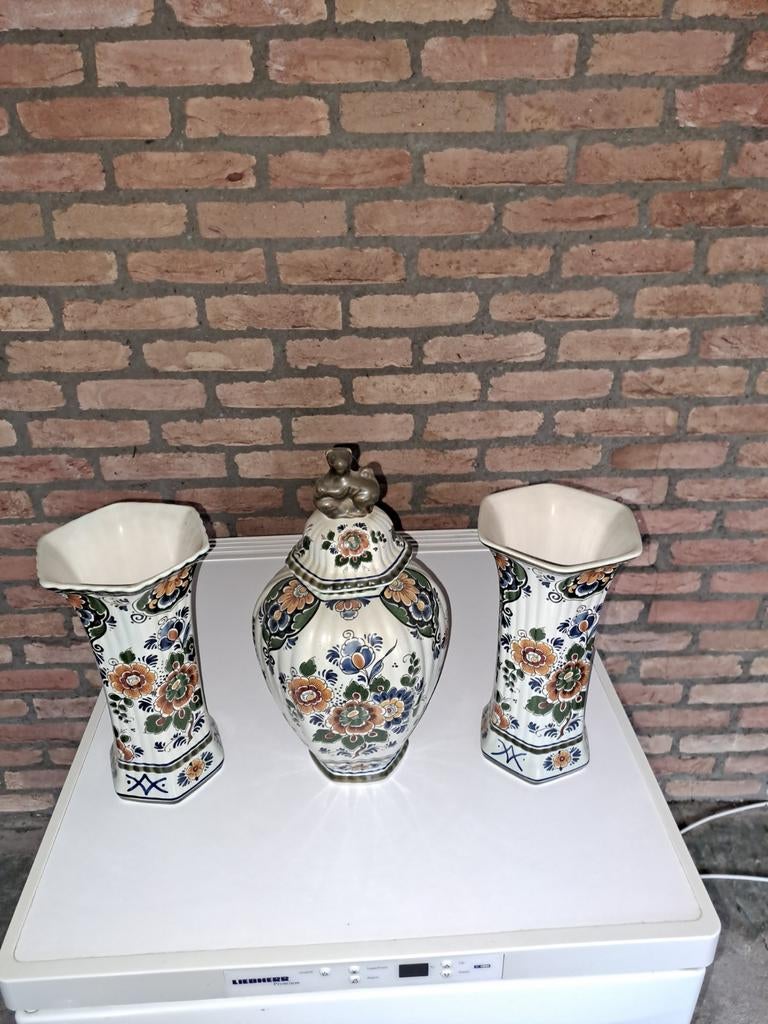 Prachtige Delftsblauwe Vazen Set -, Ophalen