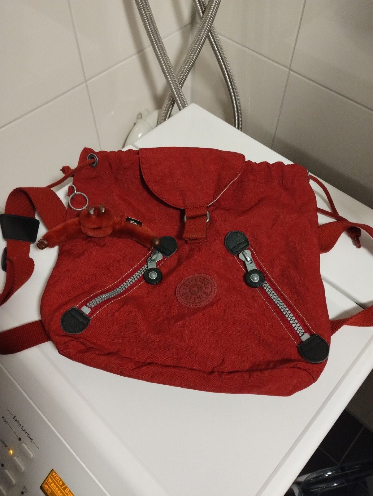 Vintage bordeaux lichtrode Kipling rugtas, Ophalen of Verzenden