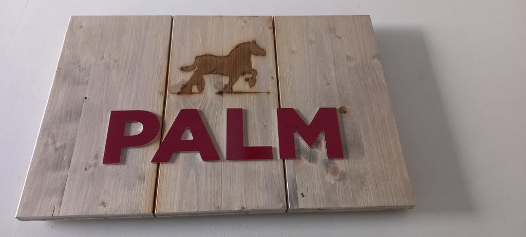 Houten Palm reclamebord, Ophalen of Verzenden, Zo goed als nieuw, Reclamebord, Plaat of Schild, Palm