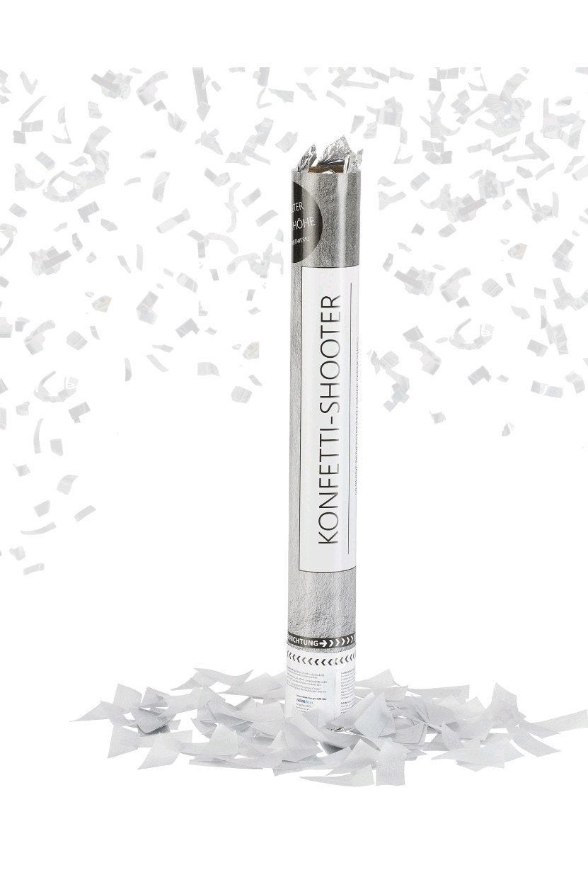 Confetti kanon 6x - Zilver - 40cm - Met draaimechanisme, Ophalen of Verzenden, Nieuw, Feestartikel