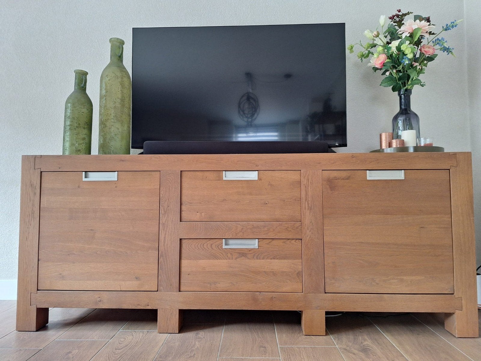 Dressoir type Milford. kleur Tabacco., Ophalen, Met lade(s), Zo goed als nieuw, 200 cm of meer