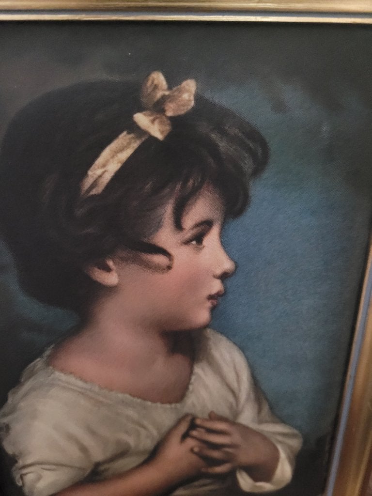 Vintage Italiaanse lijst met stoffen afbeelding  foto 1/4, Heikant 21 Kaatsheuvel, Schilderijlijst, 19 cm, 24 cm