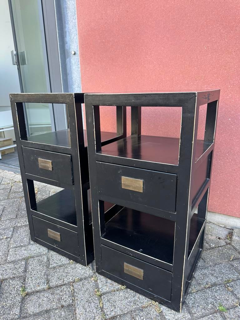 Nachtkastjes Chinese stijl (set), Huis en Inrichting, Slaapkamer | Nachtkastjes, Ophalen, Gebruikt, Minder dan 45 cm, 70 cm of meer