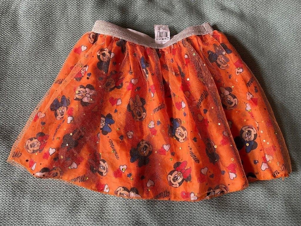 Minnie Mouse rokje 116-122 glitter oranje, Ophalen of Verzenden, Zo goed als nieuw, Meisje, Jurk of Rok