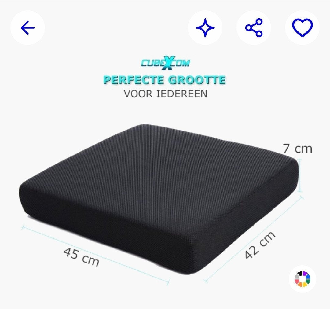 Cubexcom zitkussen orthopedisch ergonomisch traagschuim, Overige merken, Zwart, Vierkant, Ophalen of Verzenden
