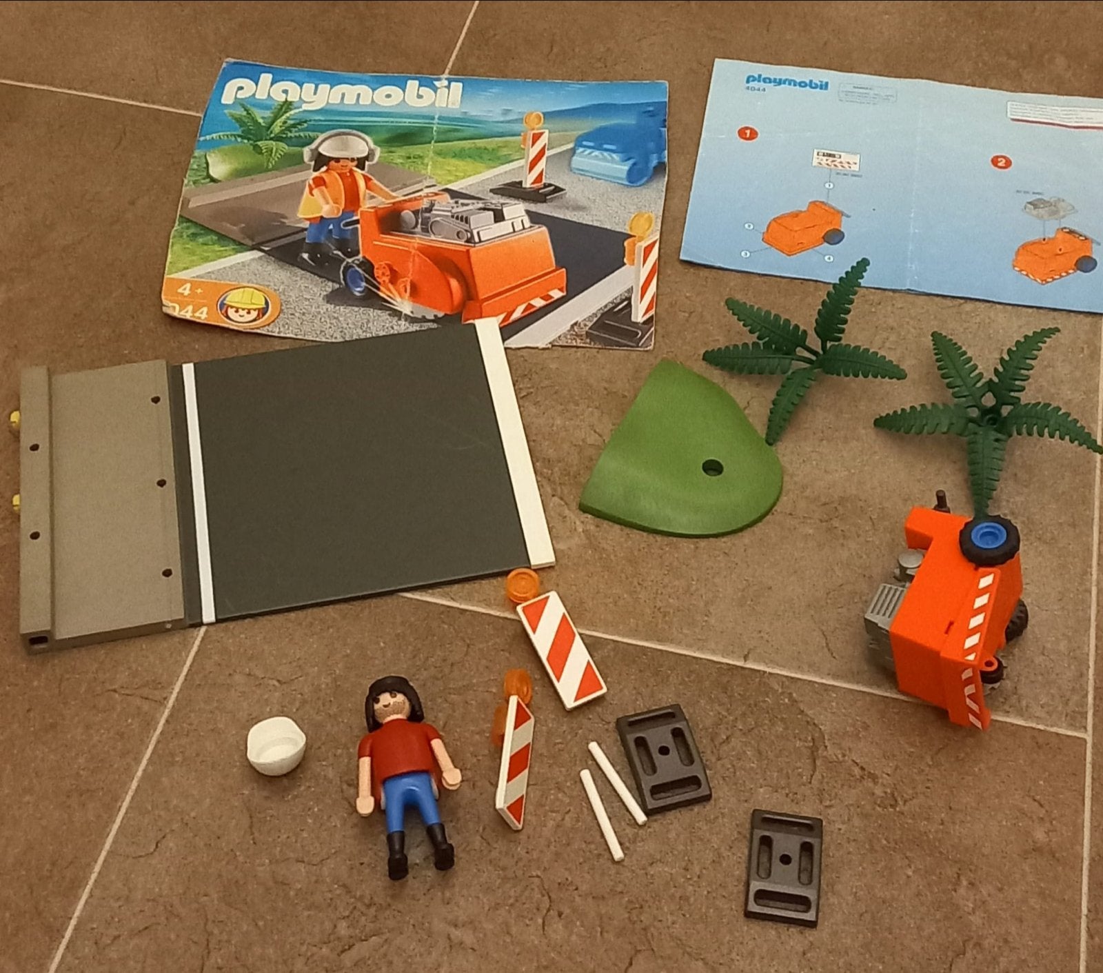 Playmobil 4044 Wegwals met werkman en accessoires, Gebruikt, Voertuig, Overige series, Complete set