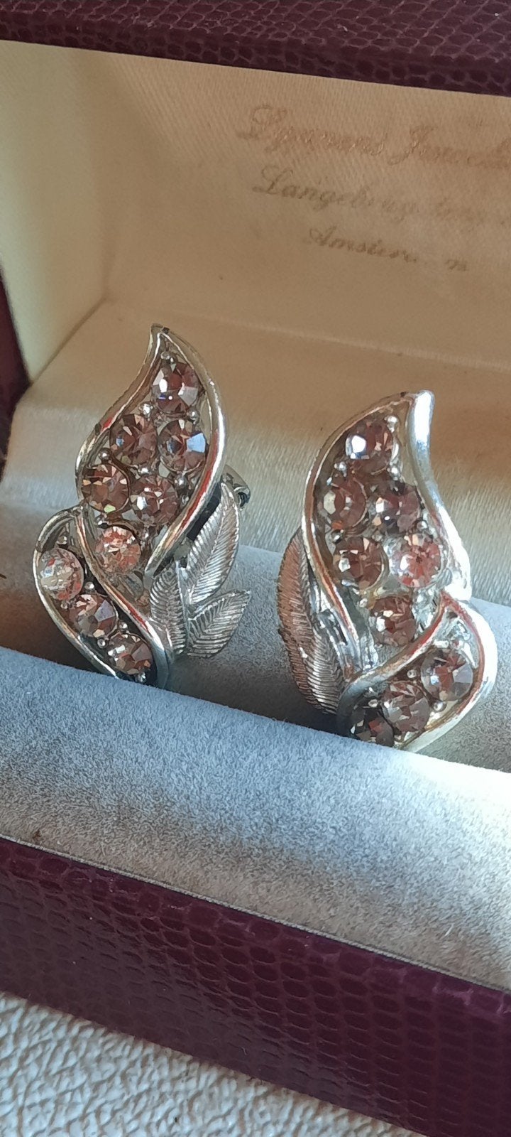 Vintage Coro oorbellen met Swarovski kristal, Met kristal, Overige materialen, Gebruikt, Ophalen of Verzenden