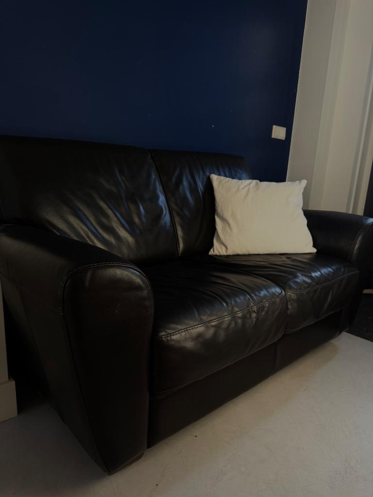 Leer Bank Montel, Huis en Inrichting, Banken | Sofa's en Chaises Longues, Ophalen, Gebruikt, 150 tot 200 cm, Tweepersoons