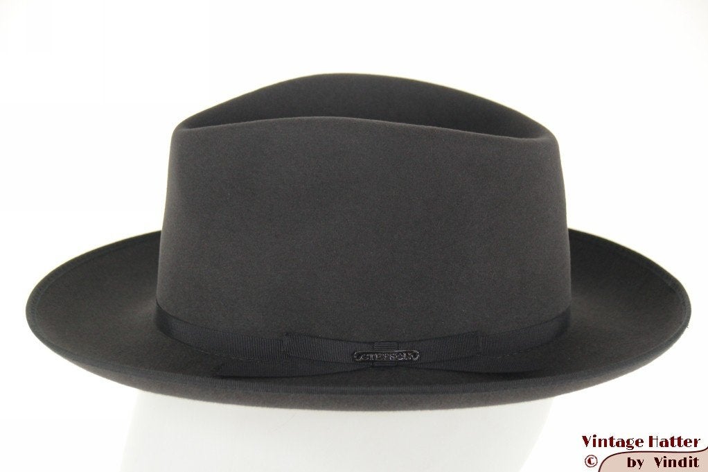 Gleufhoed Stetson donker grijs vilt 55,5 = S tot XS nieuw, Stetson, Hoed, Nieuw, Ophalen of Verzenden
