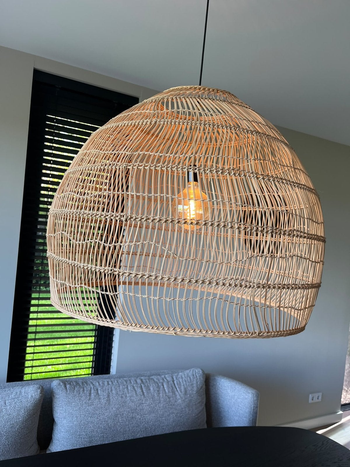 HK Living Rotan hanglamp - Bohemian stijl - Grote maat, Huis en Inrichting, Ophalen, Natuurlijk materiaal, Bohemian, E27 (groot)
