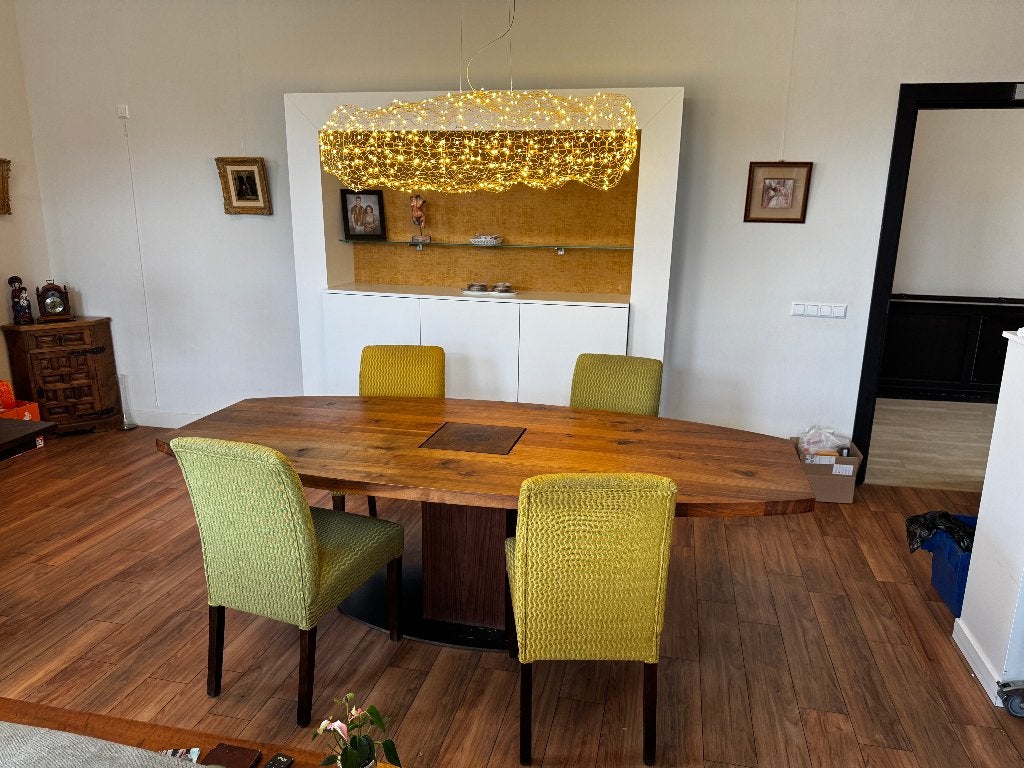 Eettafel met vier bijpassende stoelen, Gebruikt, 100 tot 150 cm, Klassiek, 200 cm of meer