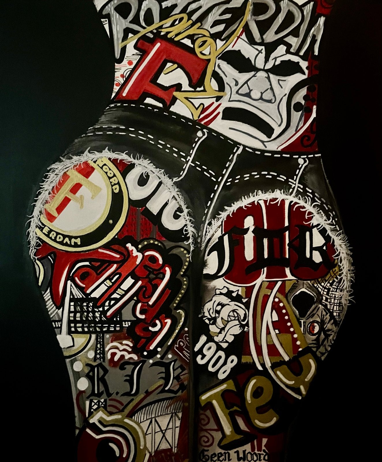 Feyenoord Kunstcollectie: Diverse Schilderijen en Tekeningen, Antiek en Kunst, Acrylverf, Doek, Realistisch, Ophalen of Verzenden