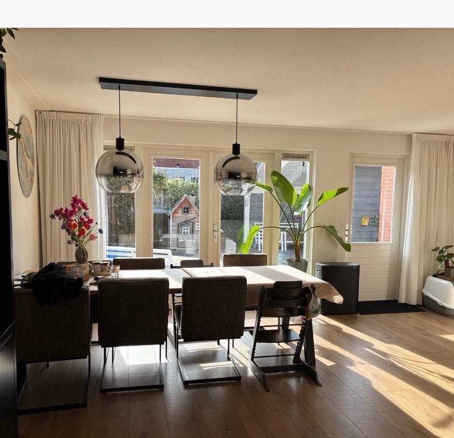 Hanglamp met 2 glazen bollen, Ophalen, Gebruikt, Glas