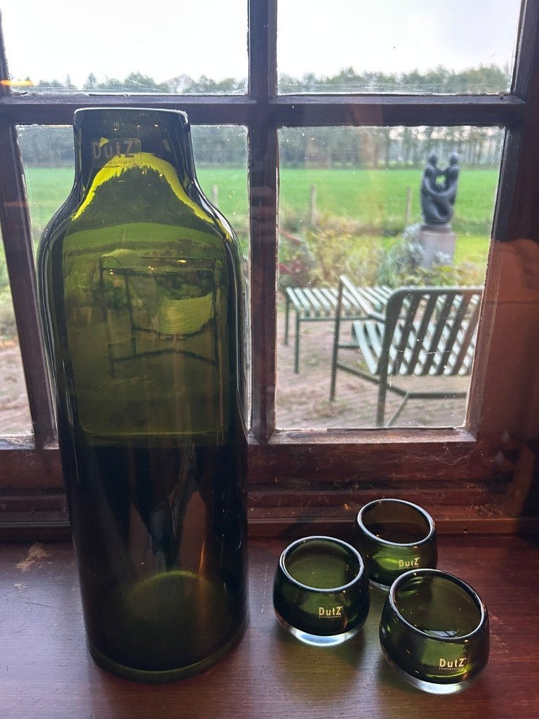 Dutz Collection Vaas en Waxinelichthouders - Groen Glas, Ophalen, 30 cm, Groen, Glas