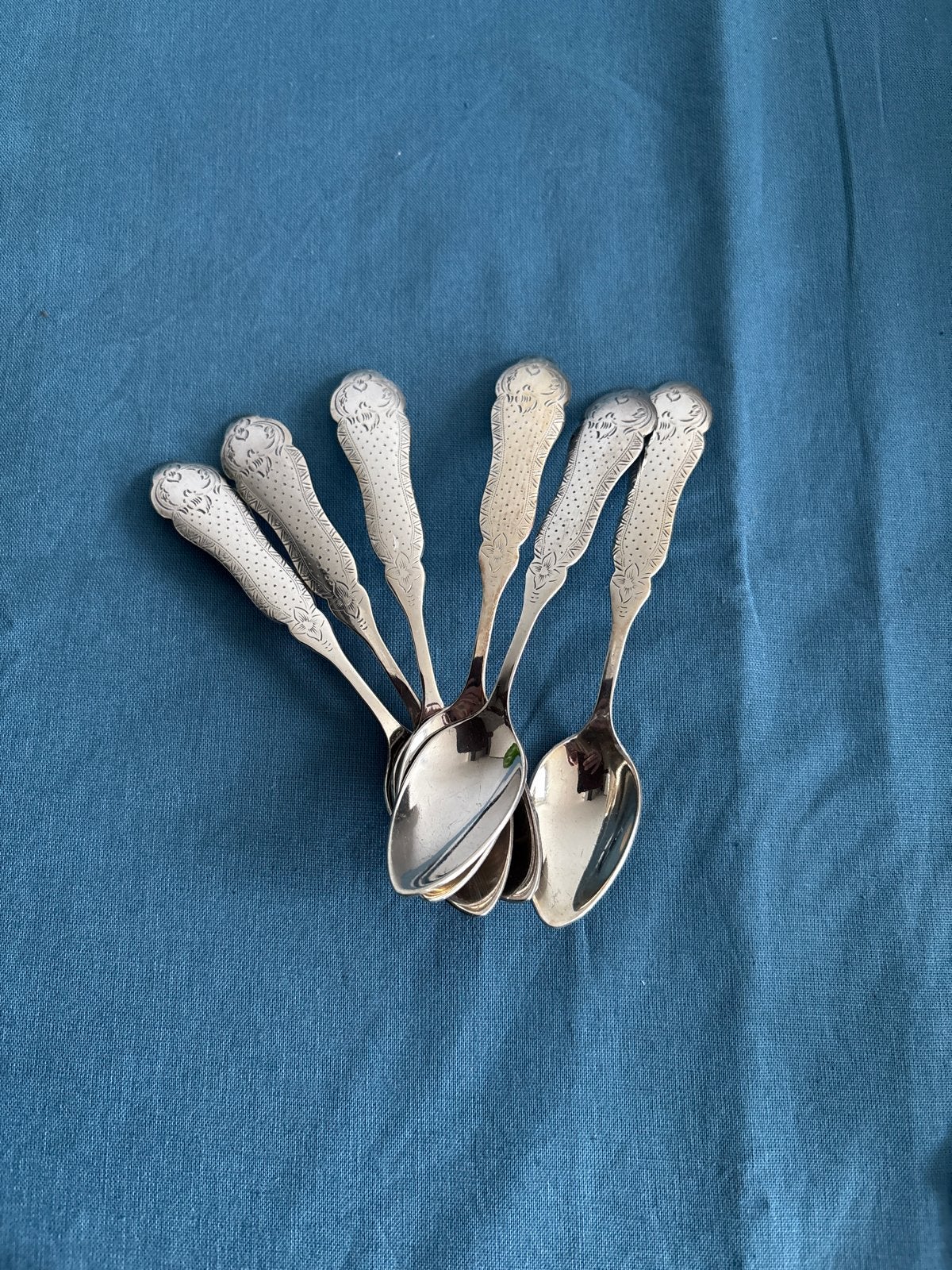 Set van 6 verzilverde theelepels, Sola 100, DE, Antiek en Kunst, Ophalen of Verzenden