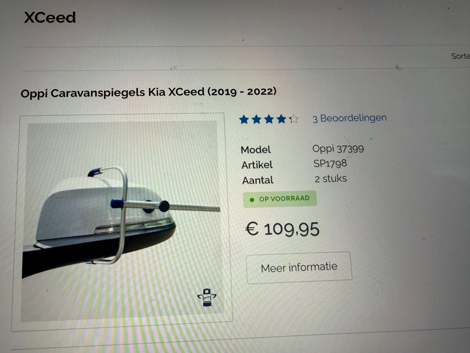 Oppi Caravan Spiegels Kia XCeed (2019-2022) - Gebruikt, Ophalen of Verzenden, Gebruikt