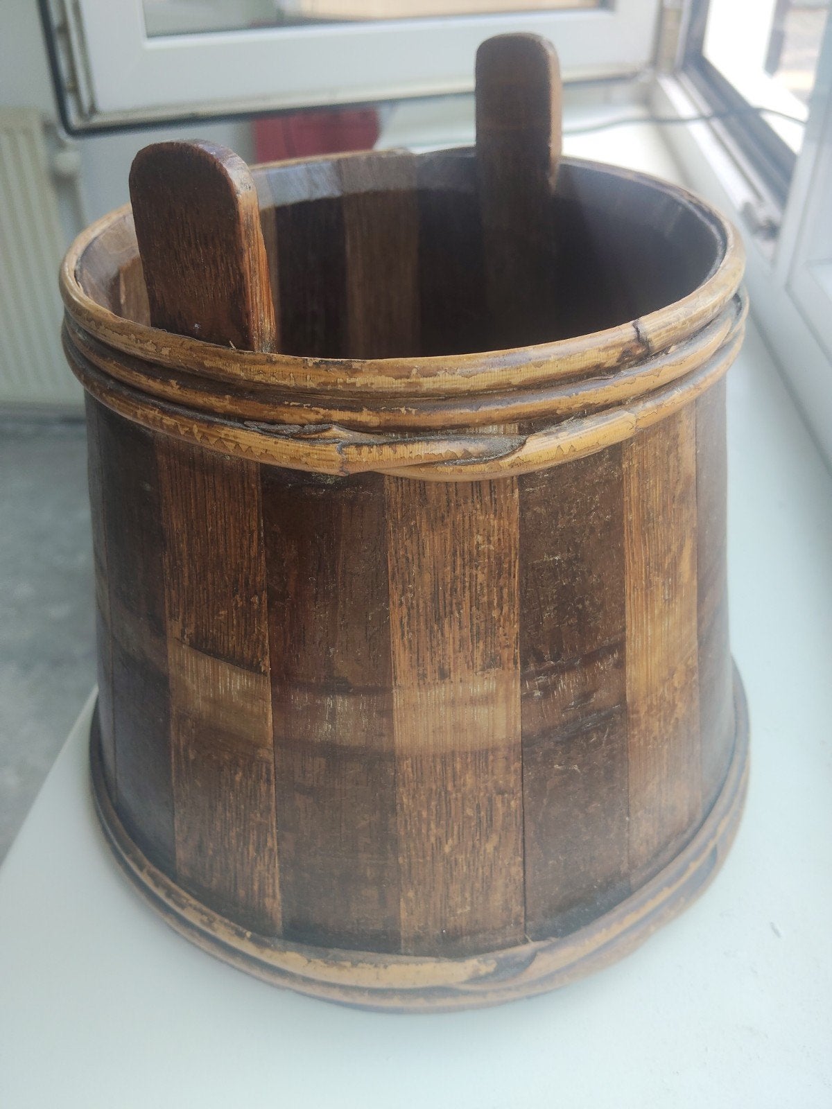Antieke houten emmer / kuipje (Piggin)  Landelijk & Brocante, Ophalen