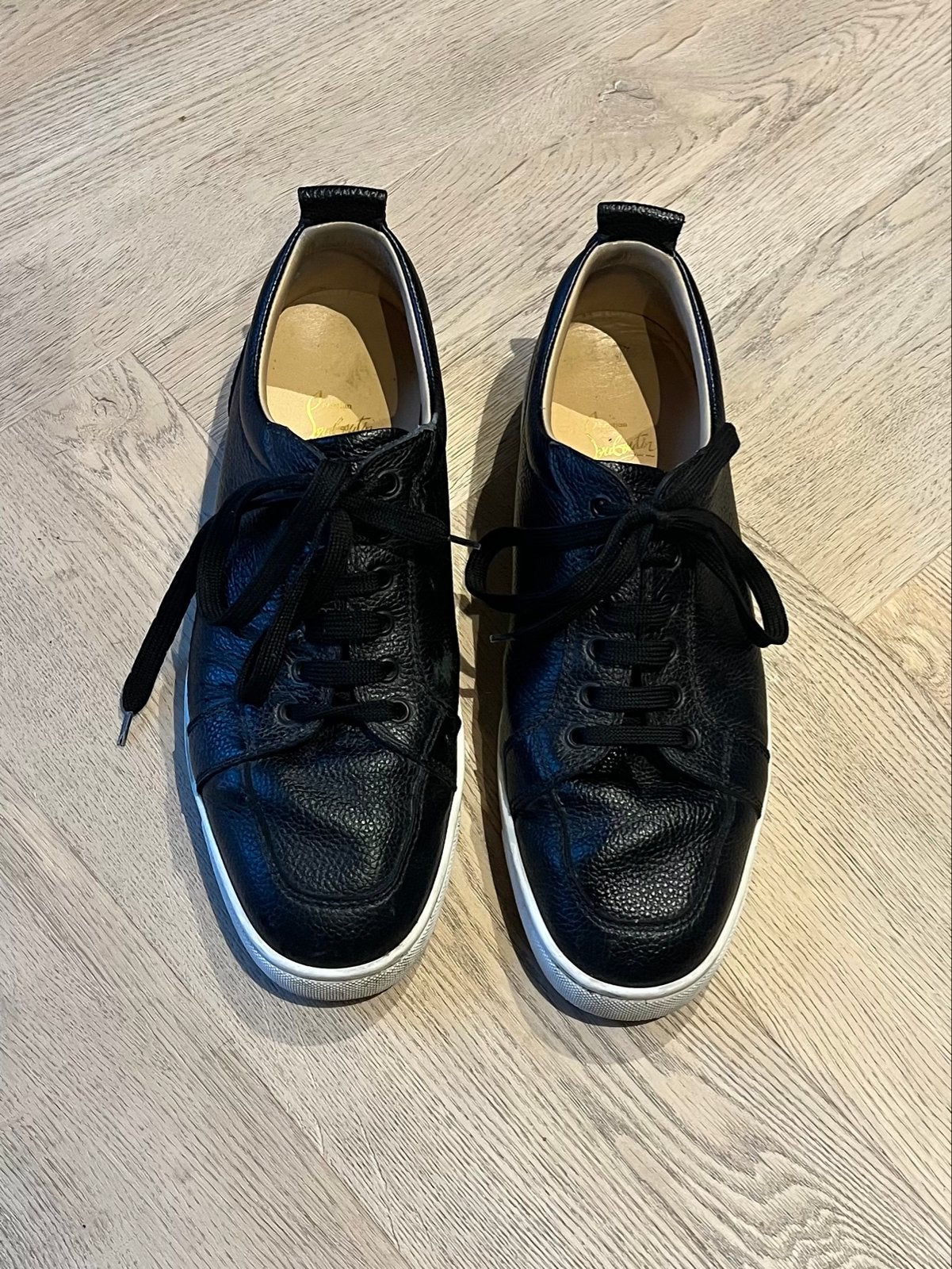 Christian Louboutin Rantulow Flat Calf Graine Sneakers Maat, Verzenden, Gedragen, Zwart, Sneakers of Gympen