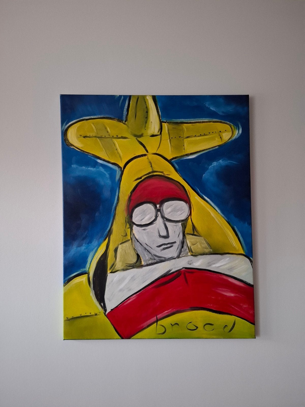 Herman Brood Stijl Vliegtuig Schilderij, Antiek en Kunst, Ophalen of Verzenden