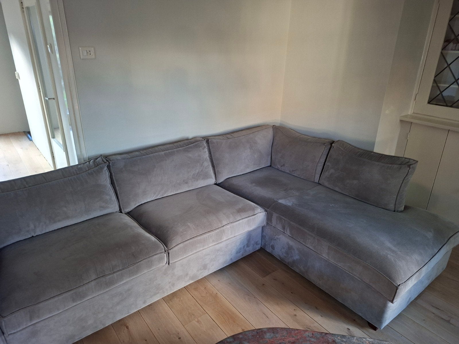 Mooie Woood bank model rechts, nieuw van Karwei, Ophalen, Nieuw, Hoekbank, Stof